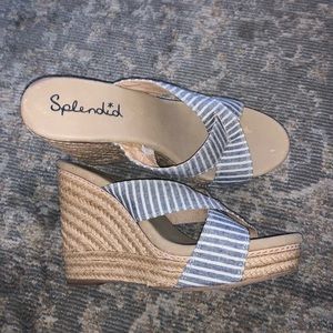 SPLENDID Kalypso Striped Crisscross Wedge Sandal